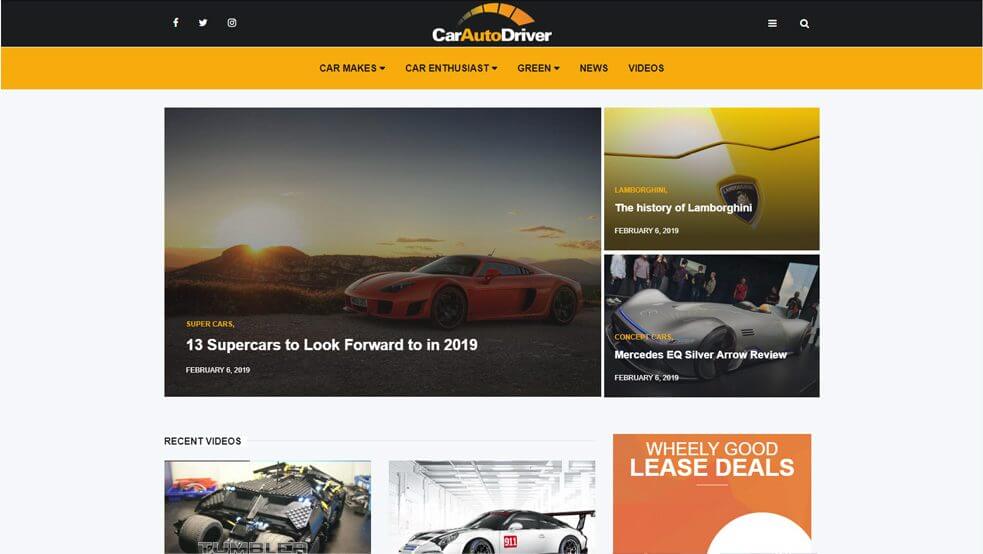 Car Auto Driver example of website background