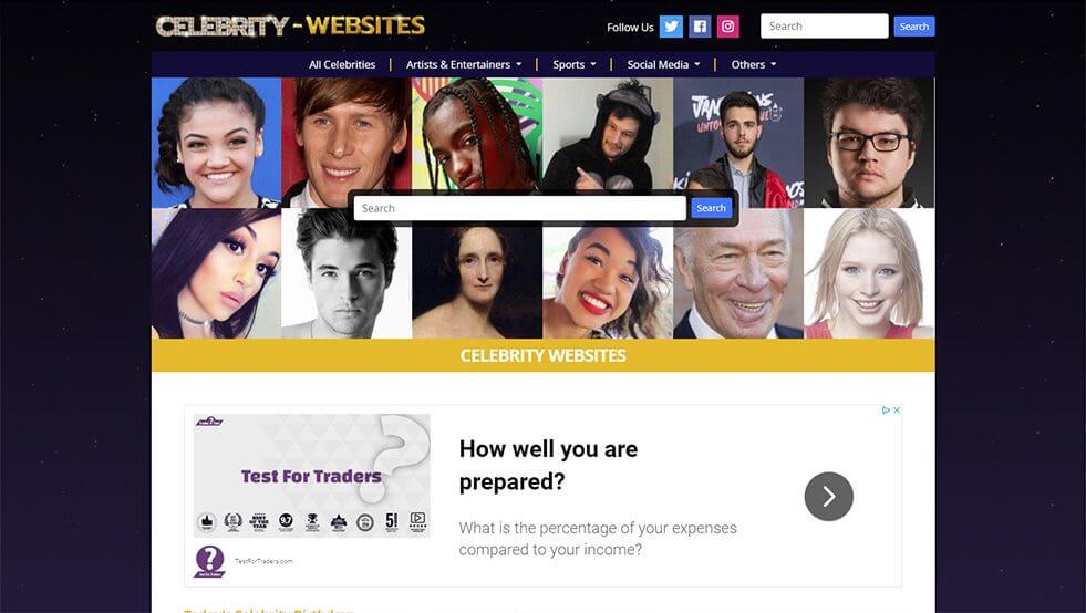 example of website background Celebrity Websites example of website background