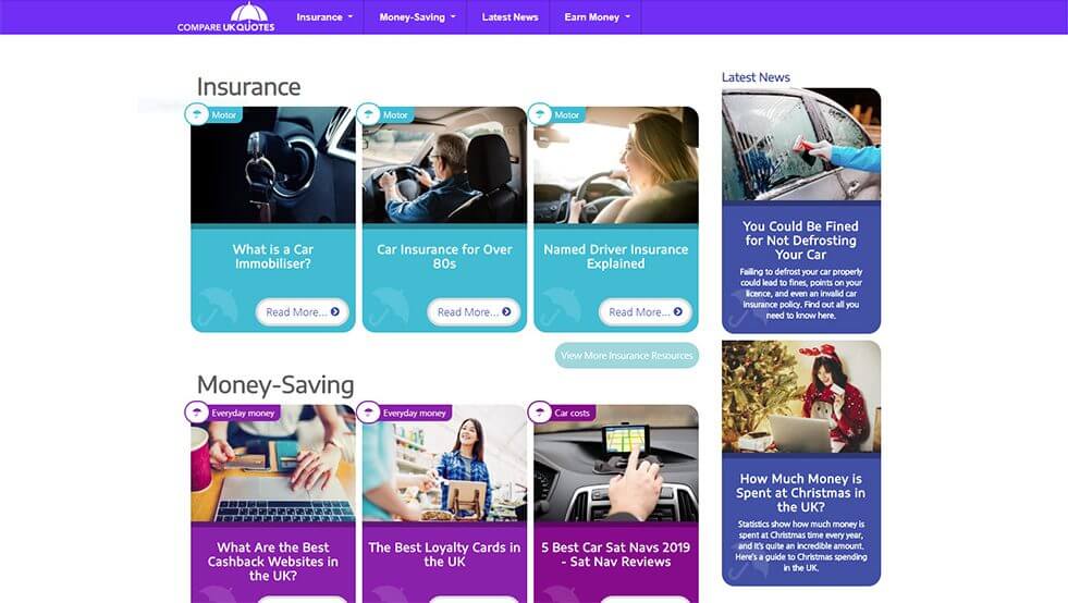 Compare UK Quotes example of website background