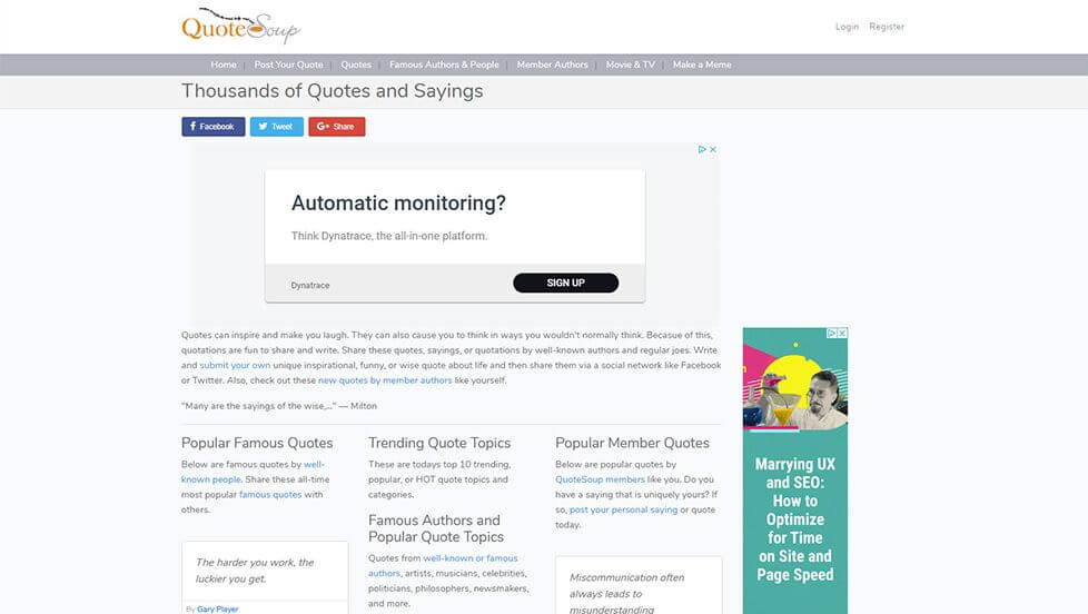 Quote Soup example of website background